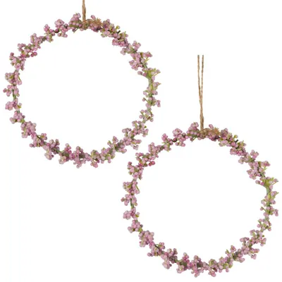 Produktbild von Blumenring Schleierkraut Reif Dekokranz 2er Set rosa Ø 11 cm