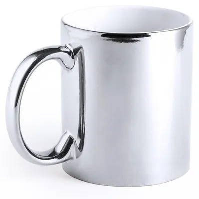 Produktbild von Becher - metallic silber - Keramik - 350 ml - Kaffeebecher Teebecher