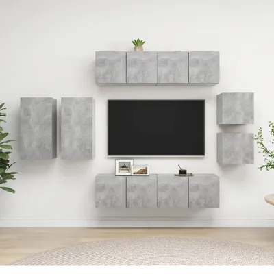 Produktbild von 8-tlg. TV-Schrank-Set Betongrau Holzwerkstoff , TV-Schränke Design 2024