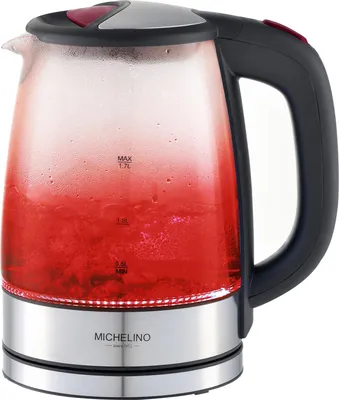 Image de MICHELINO Bouilloire en verre 1,7 litre LED rouge 74342