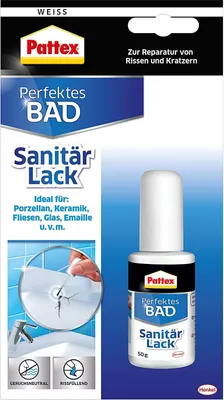 Produktbild von Pattex perfektes Bad Sanitär Lack, Blisterkarte, weiß, 1x50g