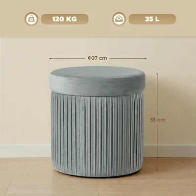 Produktbild von Aufbewahrungshocker - Faltbare Sitzbank - 35 l Stauraum - 38x38x38 cm - Gepolstert - Dunkelgrau