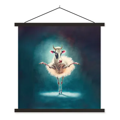 Produktbild von MuchoWow® Textilposter Kuh - Rock - Ballett - Tiere - Porträt - Kinder 90x90 cm mit schwarzem Rahmen - Magnetisches