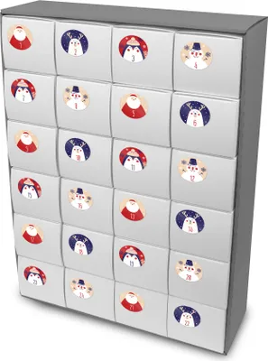 Produktbild von itenga SET Adventskalender zum Füllen Quader XL  + Sticker Z43