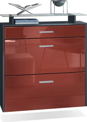 Produktbild von Vladon Schuhschrank Malea, Anthrazit matt/Bordeaux Hochglanz - hängender Schuhkipper für 16 Paar Schuhe (89 x 96 x 23 cm)