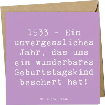 Produktbild von Mr. & Mrs. Panda Grußkarte Spruch 1933 Geburtstag - Lavendeltraum - Geschenk, Klappkarte, Geburtsjahr, Glückwunschkarte, faltkarte, Alter, Happy Birthday, anlasskarte