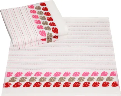 Produktbild von Betz 3 Stück Geschirrtücher Küchenhandtuch Gläsertücher 100% Baumwolle Motiv FRÜCHTE Größe 50 cm x 50 cm Farbe - rot - Erdbeere