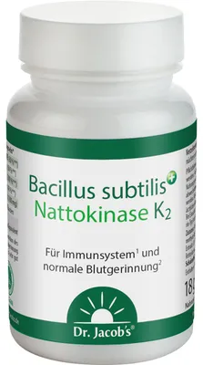 Produktbild von Dr. Jacob's Bacillus subtilis plus Nattokinase-Enzym Vitamin K2 Kapseln für Immunsystem und normale Blutgerinnung, 60 St. Kapseln