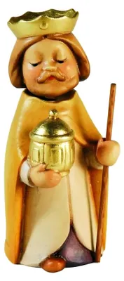 Krippenfigur Melchior, Holz, 10 cm, handbemalt