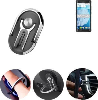 Produktbild von K-S-Trade 3in1 Smartphone-Ring Handy-Ring kompatibel mit Energizer Hardcase H591S Fingerhalterung  Handyring Tischständer Lüftungsgitter-Halterung