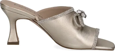 Produktbild von Caprice Damen Pantolette Leder Glitzer Karreé Schleife 9-27212-42, Größe:38 EU, Farbe:Gold