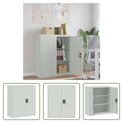 Immagine prodotto di The Living Store Armadio per archiviazione grigio chiaro 90x40x105 cm in acciaio