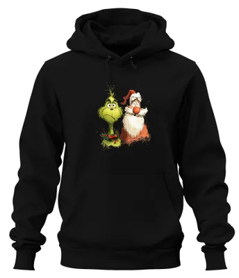 Produktbild von Grinch Weihnachtsmann lustig Weihnachten Geschenk Cartoon Hoodie Kapuzenpullover, Schwarz, S
