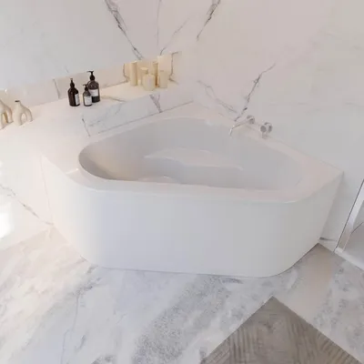 Produktbild von Schulte Eckbadewanne Komplettset Garda, 135x135 cm, inkl. Wannenträger und Ab- und Überlauf, Badewanne aus Sanitäracryl weiß glänzend, Höhe 58 cm