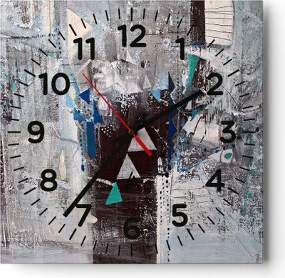 Produktbild von Wanduhr - Quadrat - Glasuhr - Abstraktion modern - 40x40cm - Schleichendes Uhrwerk - Lautlos - zum Aufhängen bereit - Dekoration Modern - Wanddekoration aus Glas - C4AC40x40-4006