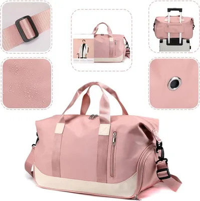 Produktbild von OKWISH Sporttasche Reisetasche mit Schuhfach & Nassfach Trainingstasche Freizeittasche, Schultergurt, für Yoga, Schwimmen, Tourismus, Fitness, Rosa