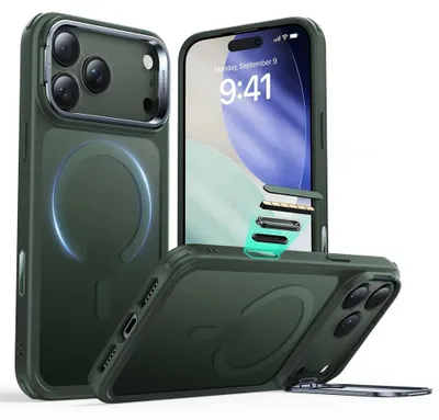 Obrázok produktu pre ESR – Classic Hybrid HaloLock Kickstand ochranný obal s podstavcom na iPhone 17 Pro Max – matný zelený