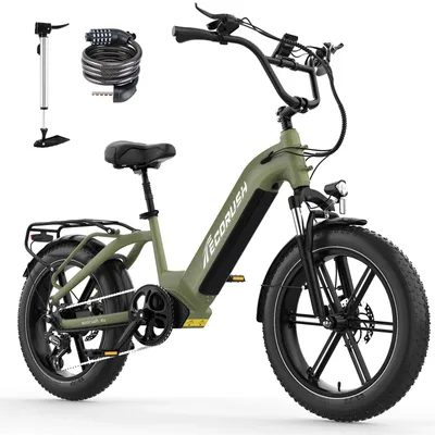 Produktbild von ECORUSH E Bike Herren Damen,48V15.6Ah,E-Bike 20 * 4.0 Zoll,Elektrofahrräder 250W & 25Km/h,E Bike 7-Gang Getriebe mit Display,Reichweite bis zu 120km