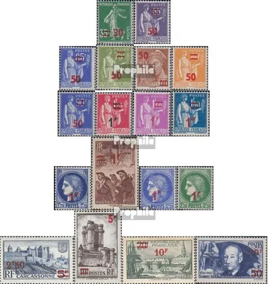 Produktbild von Briefmarken Frankreich 1940 Mi 478-495 (kompl.Ausg.) postfrisch Aufdruckausgabe