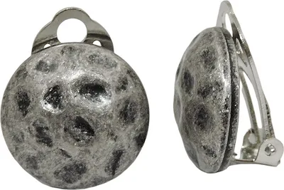 Produktbild von Clip 18mm rund altsilberfarben gehämmert glänzend Kunststoff-Bouton altsilber 18mm