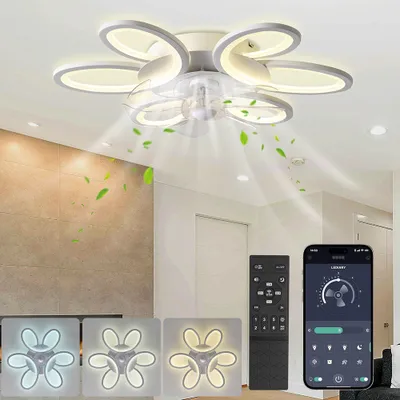 Produktbild von Deckenventilatoren,Deckenlampen mit Ventilator 6 Stufen mit Fernbedienung,Dimmbar 3 Farben,Timing,Twist-Design