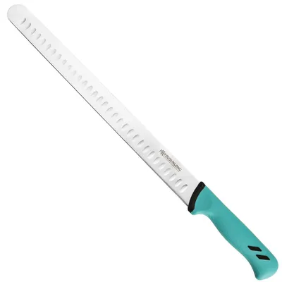Image de Couteau trancheur, lame incurvée de 356 mm, manche en Santoprene, idéal pour trancher les rôtis, la poitrine de bœuf et le jambon. Couleur : cyan