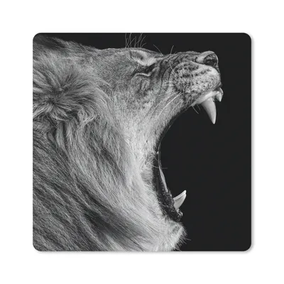Produktbild von MuchoWow® Mauspad Mousepad Tiere - Löwe - Schwarz - Weiß - Porträt 30x30 cm - Mousepads - Maus Mat - Pad - Mausunterlage - Gaming