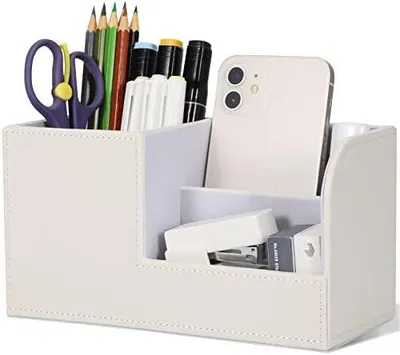 Produktbild von Stiftehalter Schreibtisch - Büro-Bleistifthalter Organizer Desktop-Schreibtisch-Zubehör Bürobedarf Organisationsdekor (Weiß)