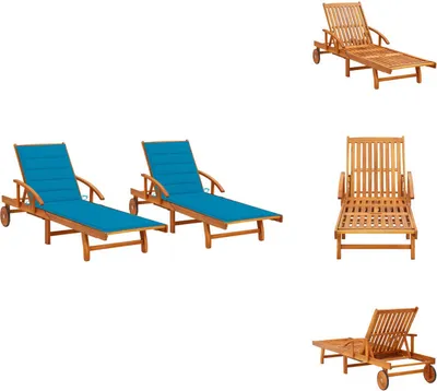 Immagine prodotto di vidaXL Lettini prendisole 2 pezzi con cuscini in legno massiccio di acacia - Lettini prendisole