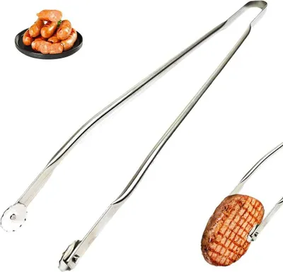 Produktbild von 2024 Neu Grillzange Edelstahl Drehbar, BBQ Sausage Turning Tongs, BBQ Wurstzange Drehzange Grillzange lang zum Einfach Umzudrehen Lebensmittel, Leichte Küchenzange zum Grillen (1, 30 cm)