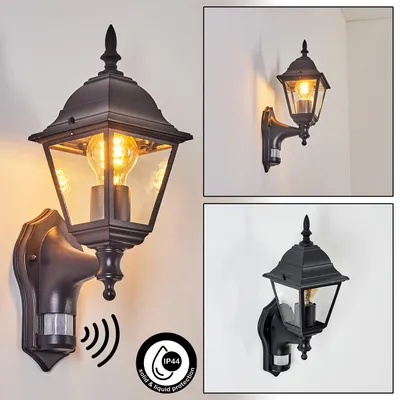 Produktbild von Quartucciu Wandlampe mit Bewegungsmelder in antikem Look aus Metall/Glas