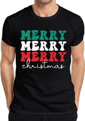 Produktbild von Merry Merry Merry Christmas - Weihnachten Weihnachtsgeschenk Christmas Herren T-Shirt, Schwarz, XXL