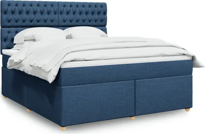 Produktbild von vidaXL Boxspringbett mit Matratze Blau 180x200 cm Stoff