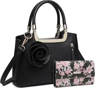 Produktbild von Miss Lulu Damen Handtasche und Geldbörse Set Kunstleder Henkeltasche Crossbody Bag