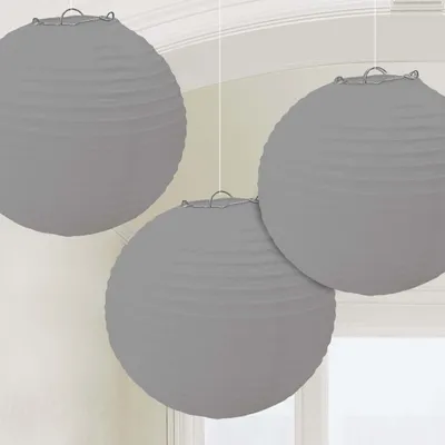 Produktbild von amscan 3 Lampions silber 20,4 cm