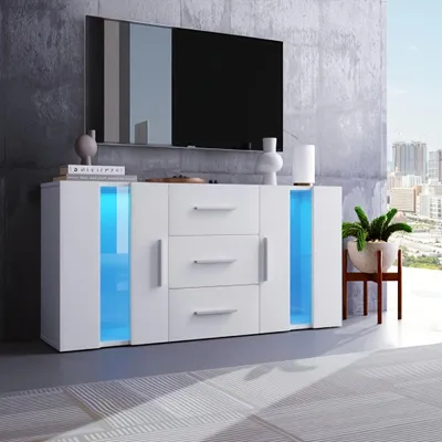 Immagine prodotto di Armadio e mobile contenitore bianchi, con ante e ripiani, larghezza 140 cm