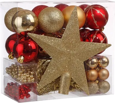 Produktbild von Christbaum-Set "Soir de Noël" 44-teilig rot/Gold