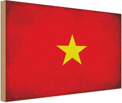 Produktbild von vianmo Holzschild 12x18 cm Vietnam Vintage Flagge Fahne Wappen