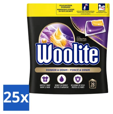 Produktbild von 25 x Woolite Dark Waschmittel-Caps mit Keratin für dunkle Wäsche und Jeans - Vorteilspackung - 25 Stücke