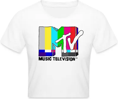 Produktbild von Spreadshirt MTV Music Television TV-Statik-Logo Crop Top, L, Weiß