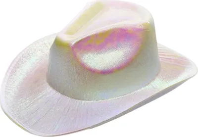Produktbild von Partyhut für Damen, leuchtende Farbe, konkave Oberseite, breite Krempe, glänzende Oberfläche, Cosplay, Verkleidung, Kostüm, Tanzshow, Requisiten, Western-Cowboyhut, Kopfbedeckung, Beige, Einheitsgröße