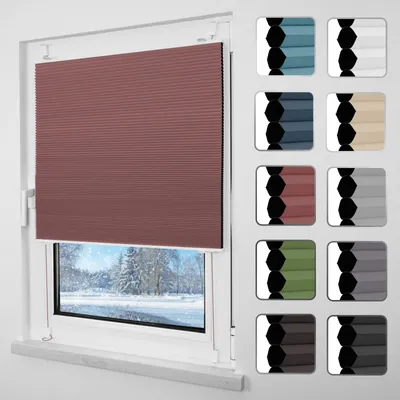 Produktbild von Wabenplissee Plissee ohne Bohren Verdunklung 45x130cm Rot, Thermo Plisseerollo Klemmfix Verdunklungsplissee für Fenster & Tür
