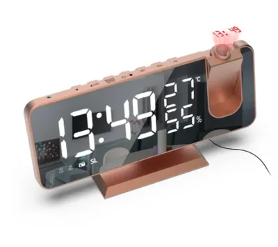 Produktbild von ANTCOOL FM-Radio LED-Digitalwecker Tischuhr elektronischer USB-Wecker 180° Projektionszeit Schlummerfunktion