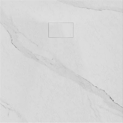 Produktbild von Quadratische Duschwanne bodengleich mit Marmoreffekt 90x90cm Stone MM - Weiß