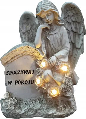 Obrázek produktu pro Svíčka anděla strážného s nápisem „Odpočívej v pokoji“ pro hrob, 21,5 cm