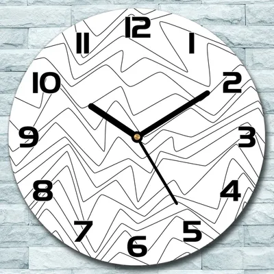 Produktbild von Wanduhr aus Glas Rund fi 30 Linien weiß schwarz Quarz Deko Schlafzimmer Büro
