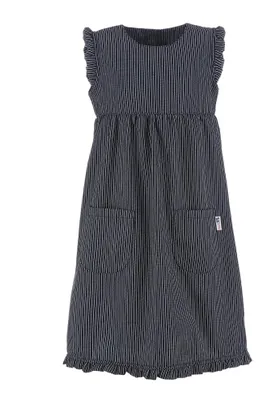 Produktbild von modAS Kinder Fischerkleid Mädchenkleid Maritim - Streifenkleid Kleid für Mädchen mit Streifen aus Baumwolle breit gestreift Blau in Größe 116