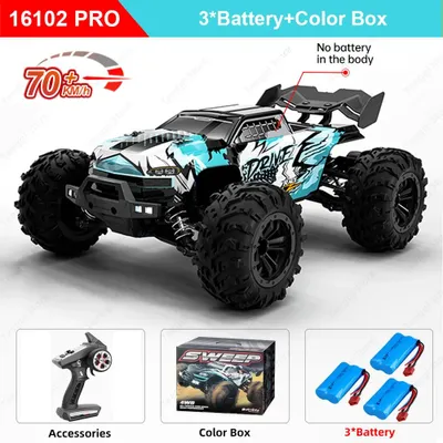 Produktbild von Ferngesteuertes RC-Auto - 16102 PRO - Maßstab 1:16 - 70 km/h - 4WD - LED-Beleuchtung - Drift - Blau