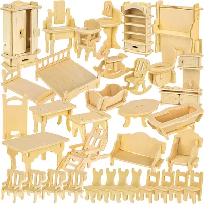 Obrázek produktu pro Kruzzel 23542 Puzzle 3D dřevěný nábytek pro panenky, 34 ks