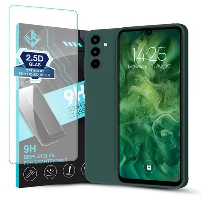 Produktbild von Hülle für Samsung Galaxy A35 5G mit 9H Displayglas Displayschutz Case Cover Bumper Smartphone Softgrip Schutzhülle Farbe: Grün